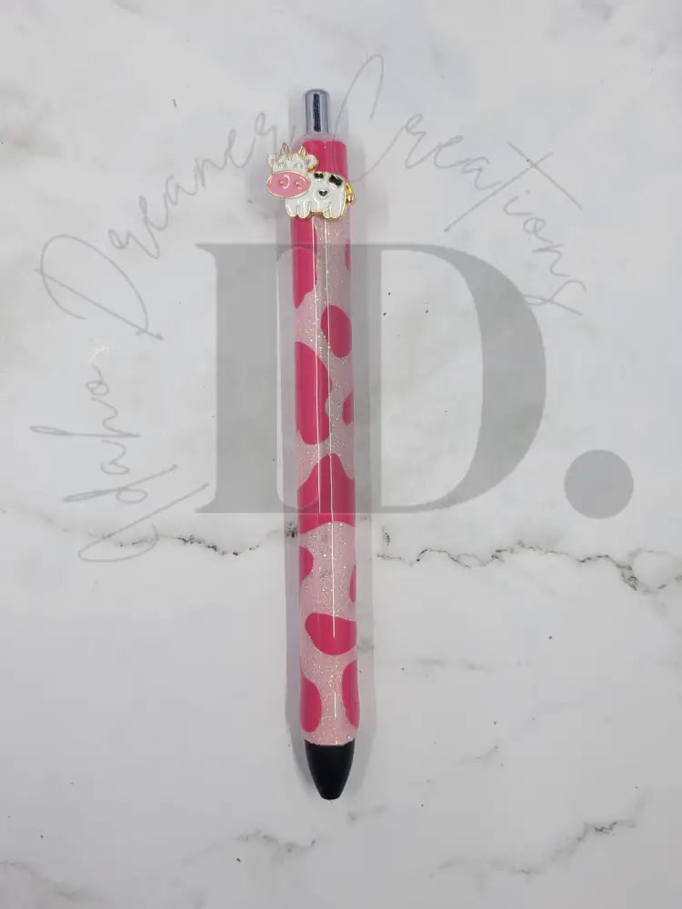 Cow Resin Pen Light Pink W/Dark Spots