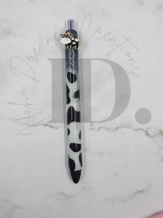 Cow Resin Pen White W/Black Spots