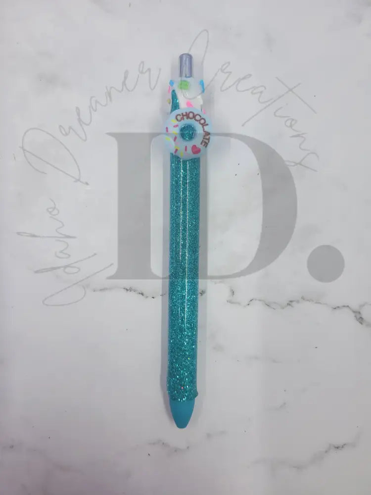 Donut Resin Pen Blue Glitter