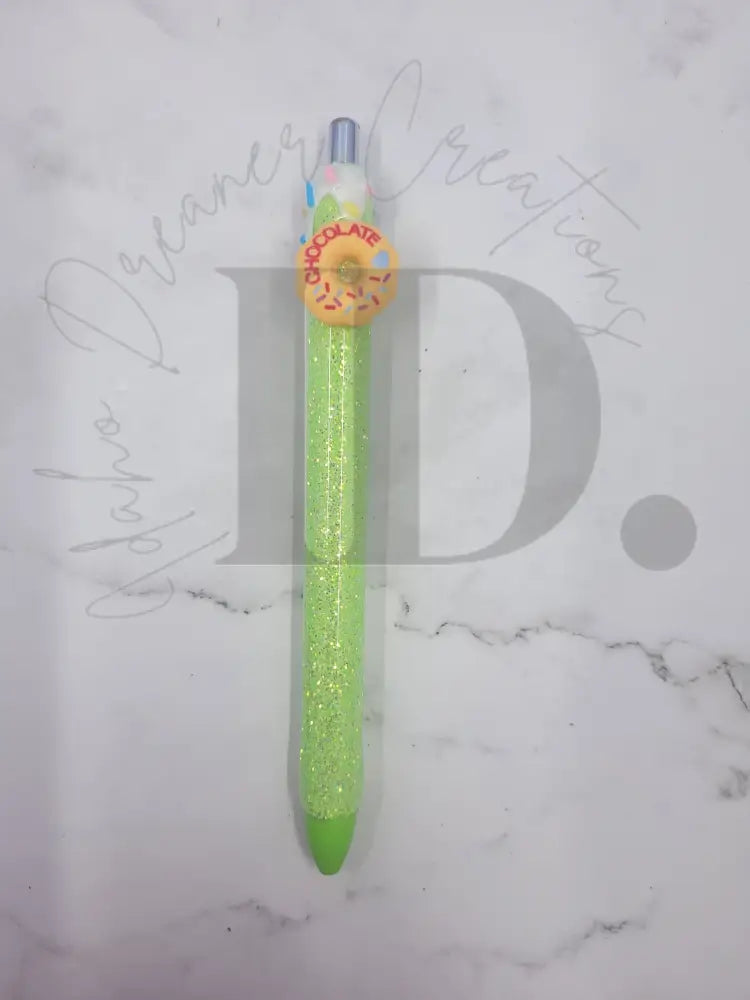 Donut Resin Pen Green Glitter