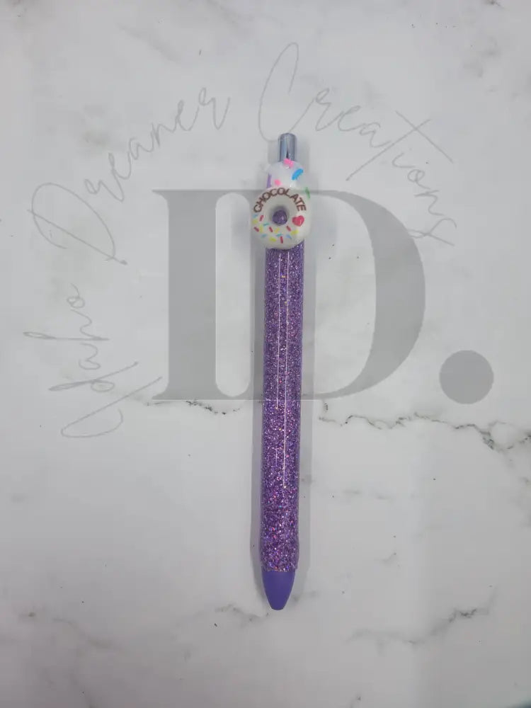 Donut Resin Pen Purple Glitter