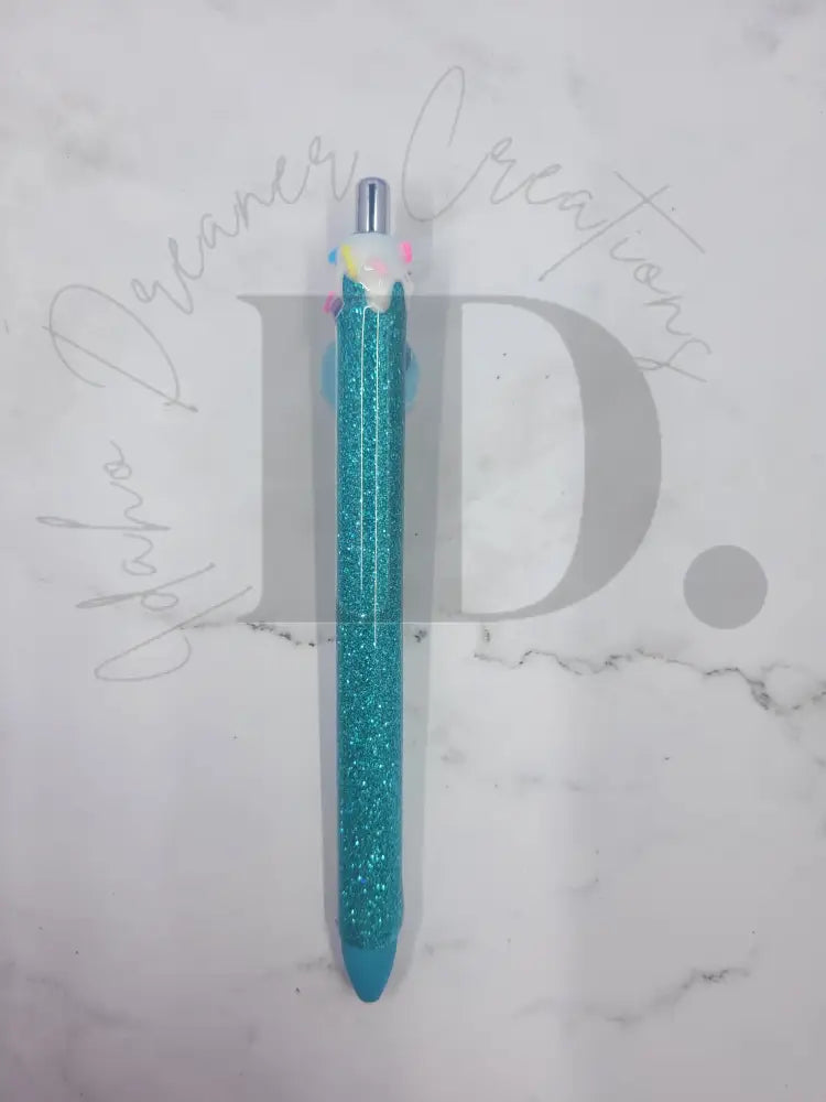 Ice Cream Resin Pen Blue Glitter