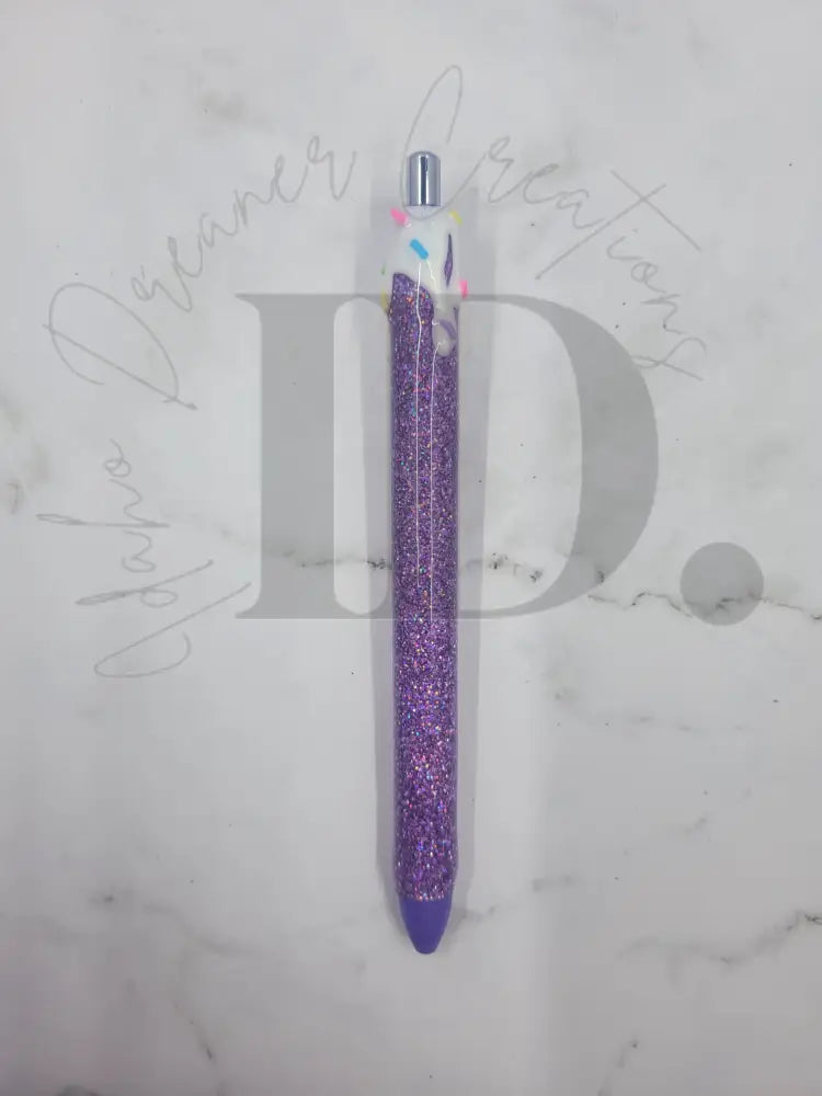 Ice Cream Resin Pen Purple Glitter