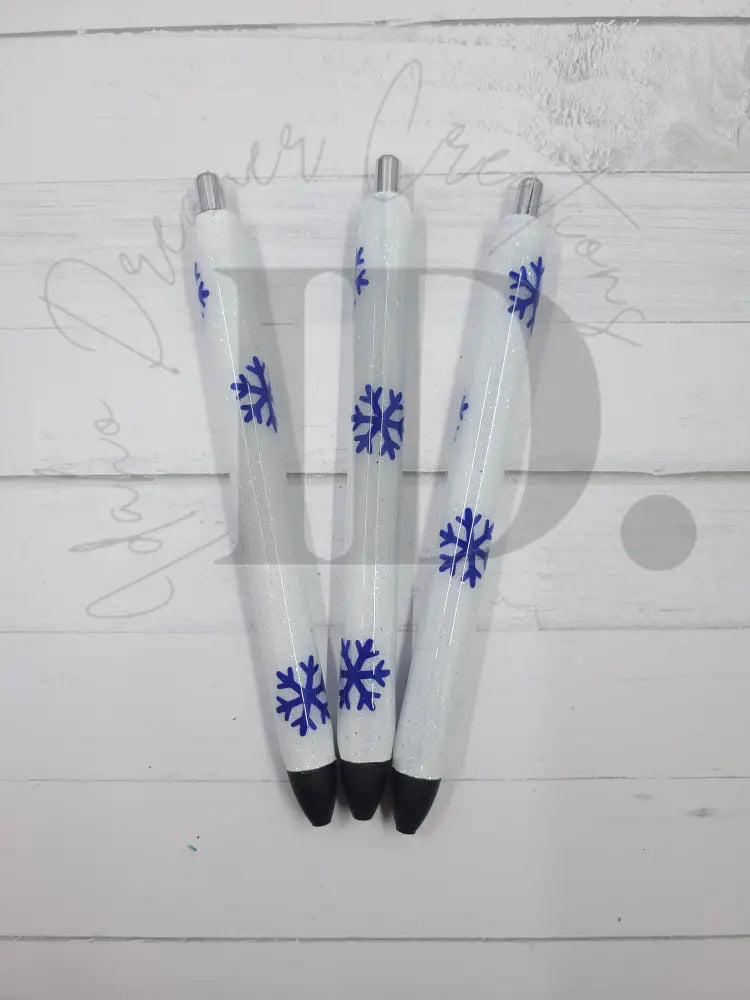 Snowflake Pens White Glitter